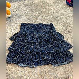 Michael kors women’s tiered snake skin skirt, with a smocked waist detail.